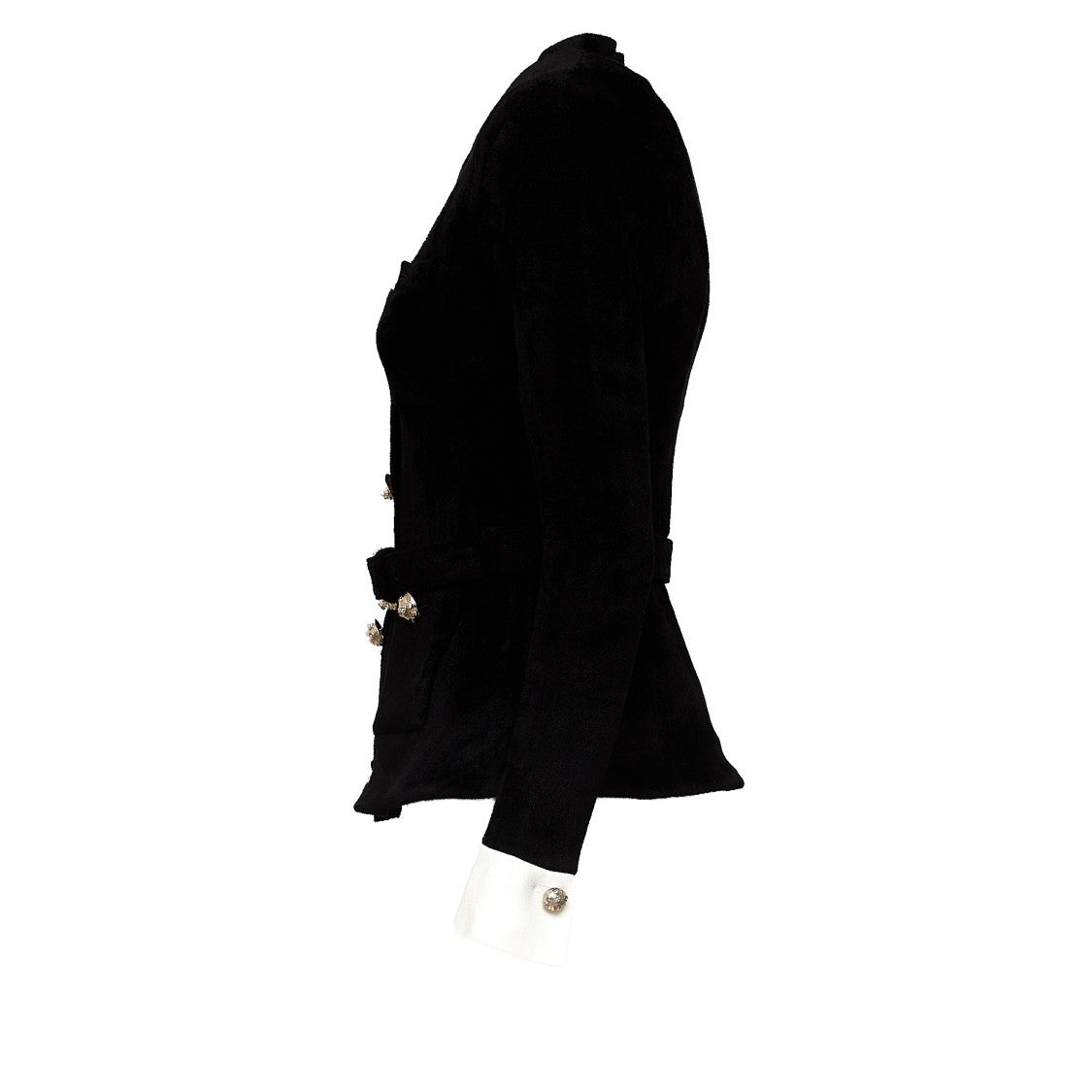 Self-Portrait Black Chenille Knit V-Neck Top
