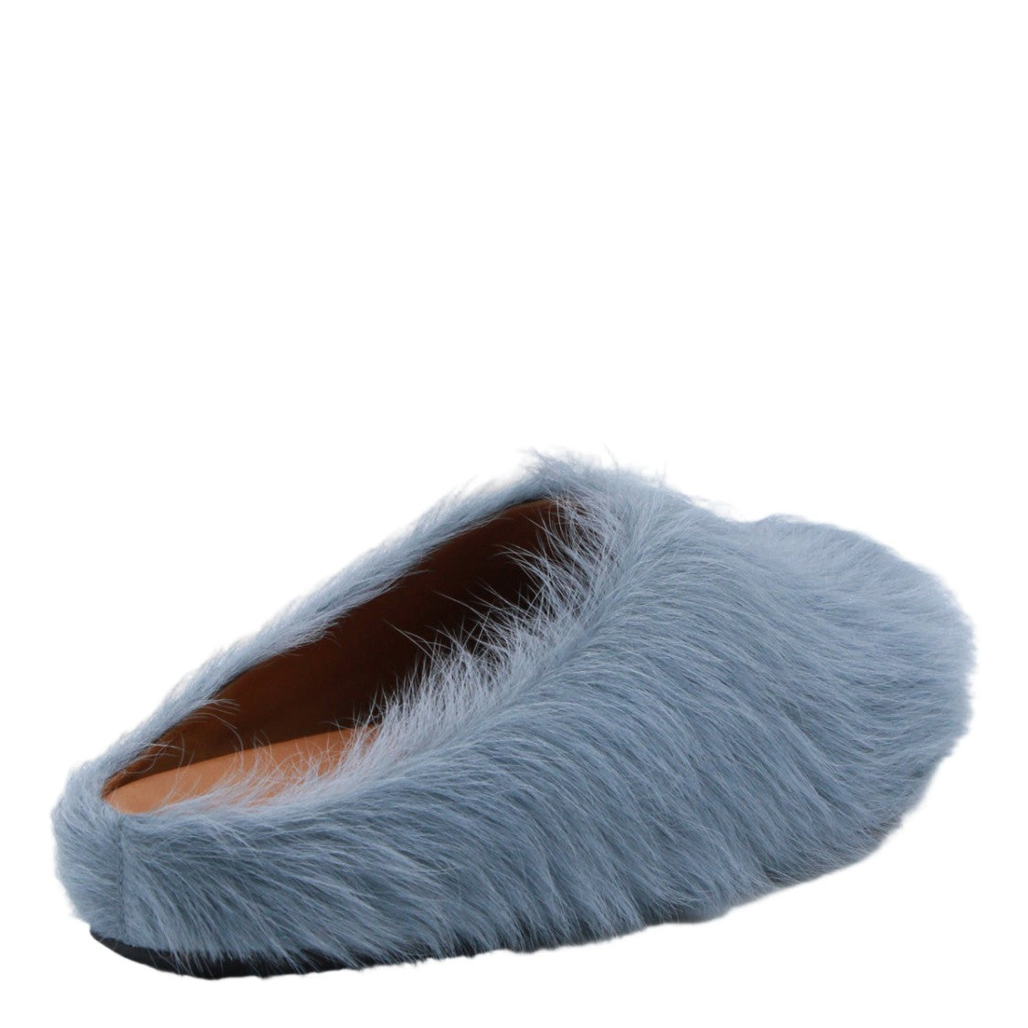 Marni Fur-Textured Blue Slip-On Sandals