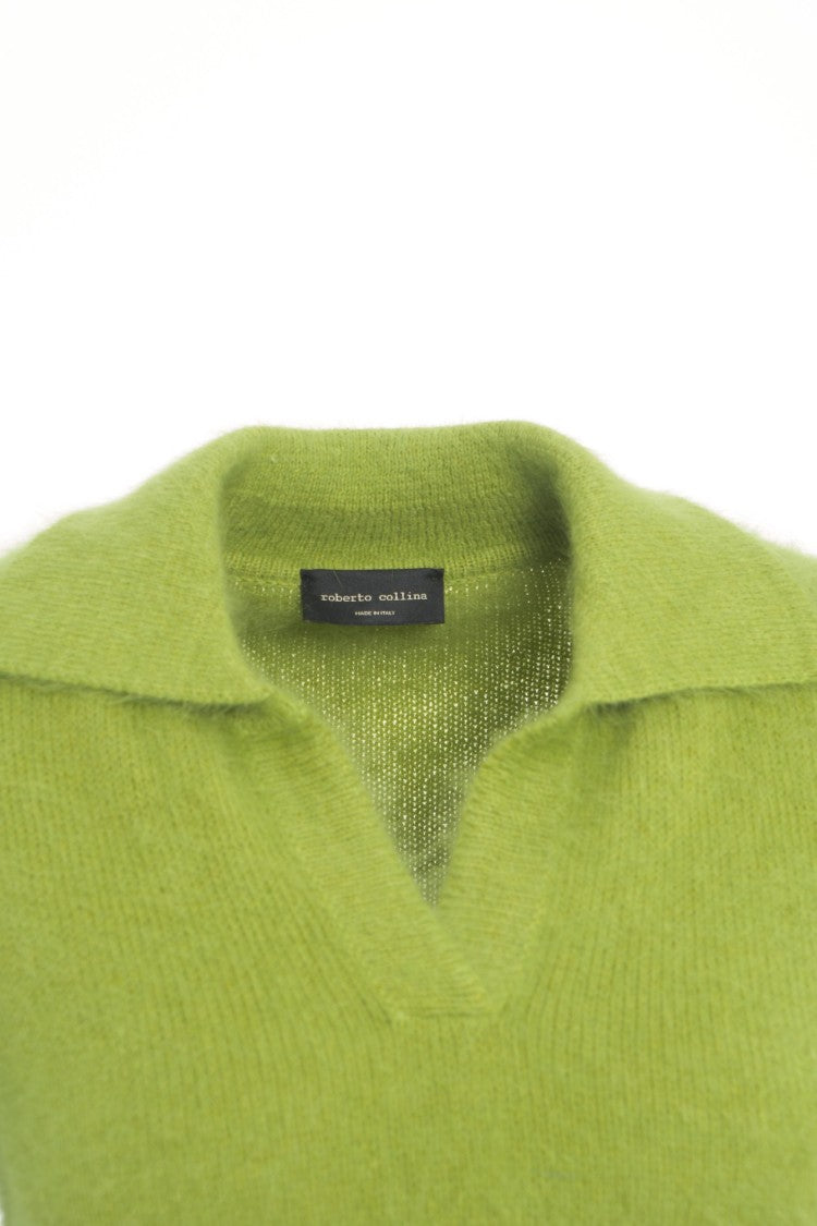 Roberto Collina Polo-Collared Knit Sweater With Short Sleeves And Ribbed Hem
