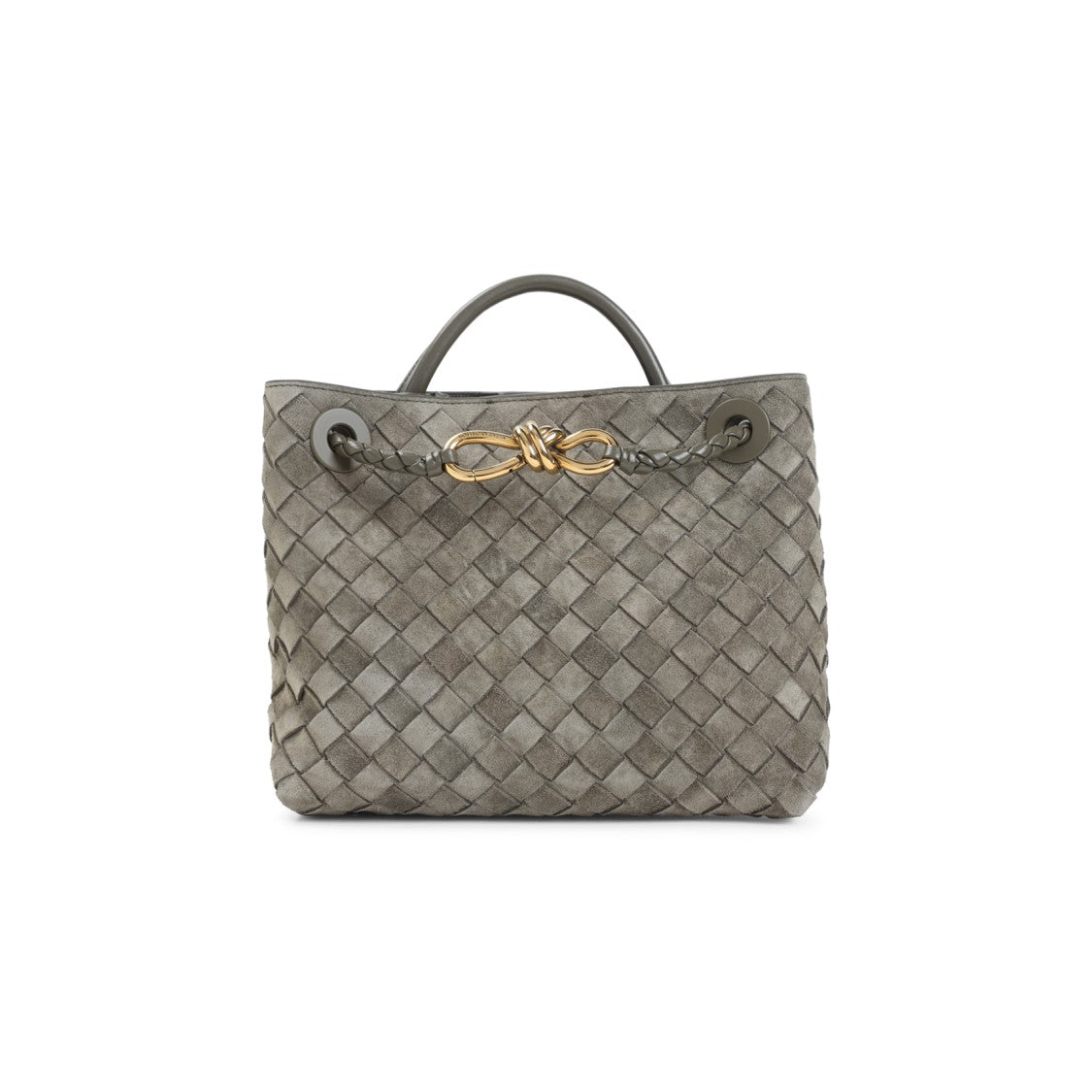 Bottega Veneta Structured Suede Shoulder Bag With Woven Design