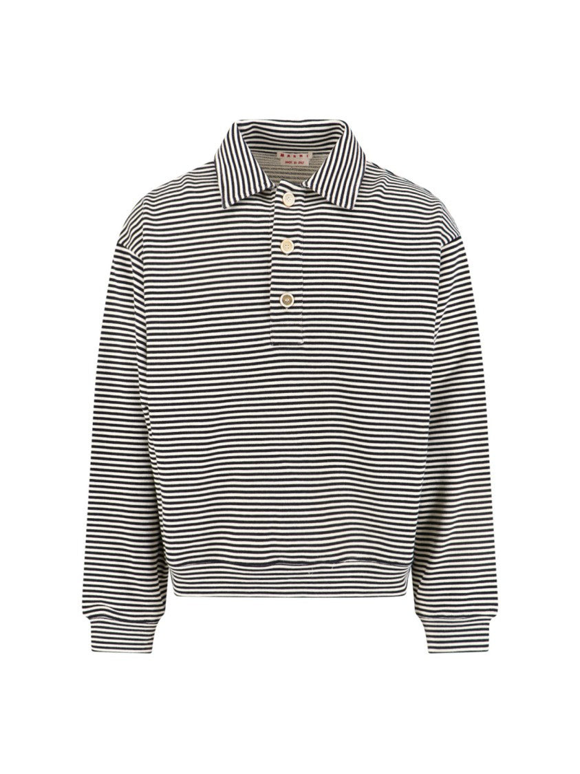 Marni Cropped Fitted Sweater With Classic Polo Collar