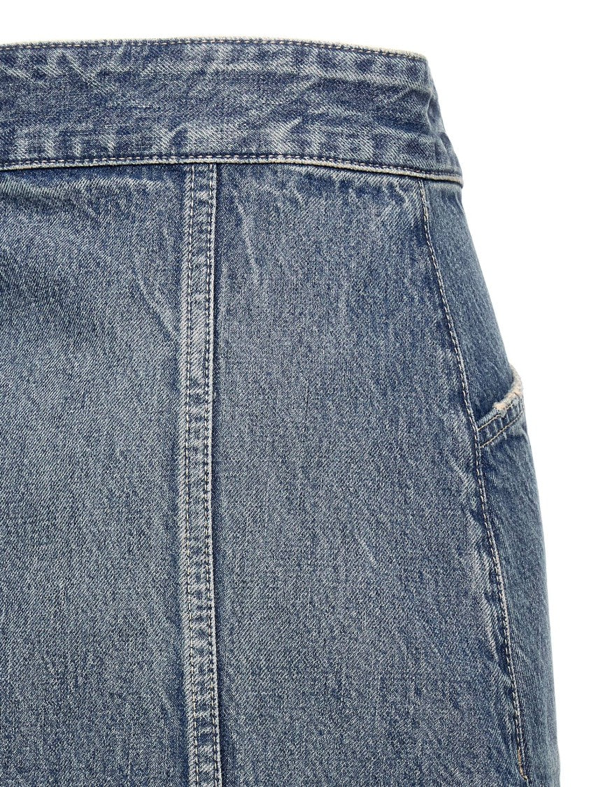 Valentino Garavani Cotton Denim Mini Skirt With Trimming Detail