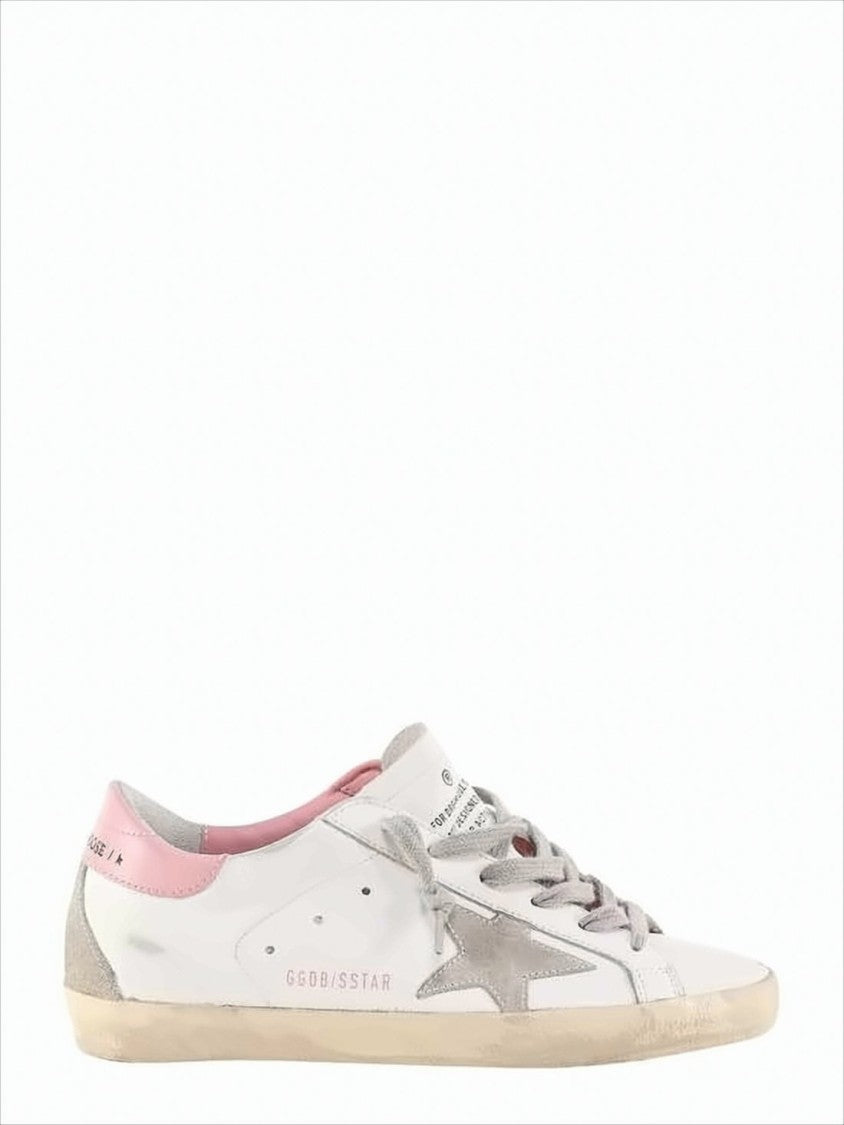 Golden Goose Distressed White Leather Low-Top Sneakers With Suede Accents