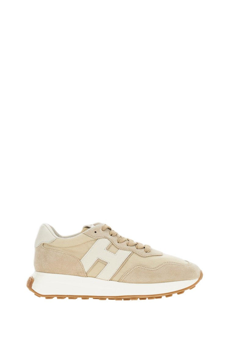 Hogan Beige H641 Suede Panel Sneakers