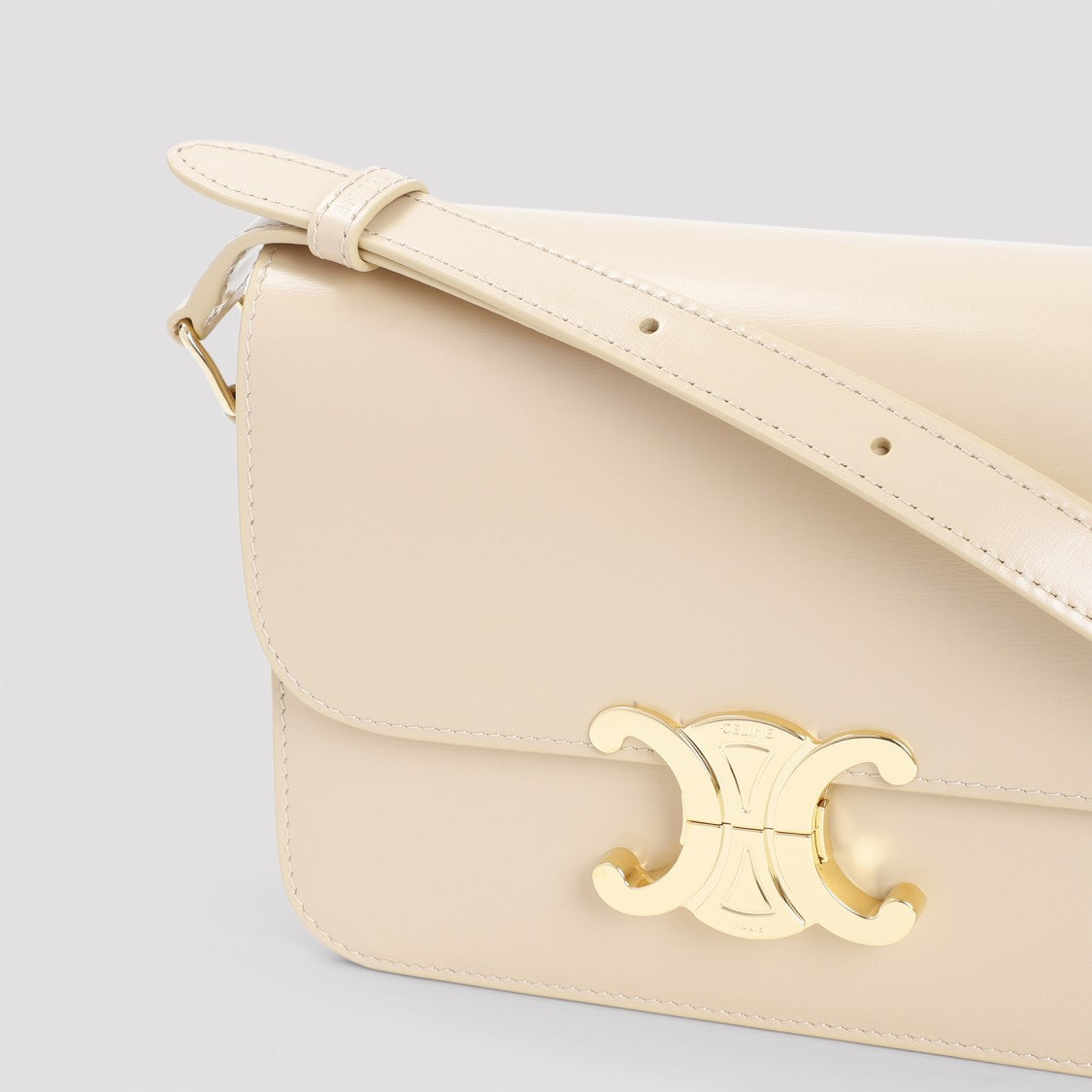 Celine Teen Triomphe Beige Calf Leather Shoulder Bag