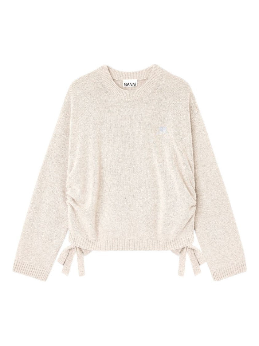 Ganni Beige Sweater With Round Neckline