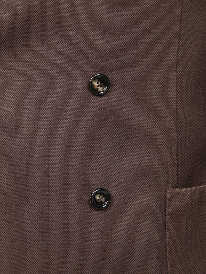 Dell'oglio Double-Breasted Brown Blazer With Tailored Fit