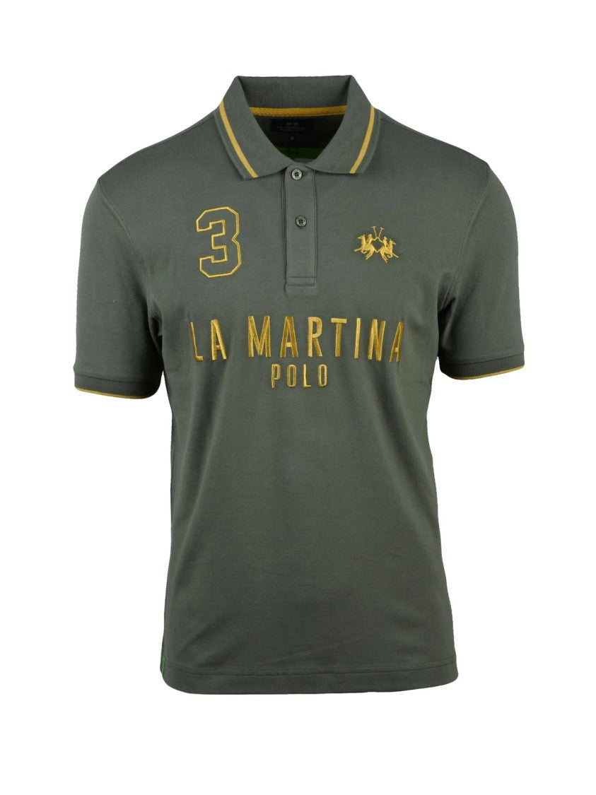 La Martina Green Men Cotton Elastane Polo