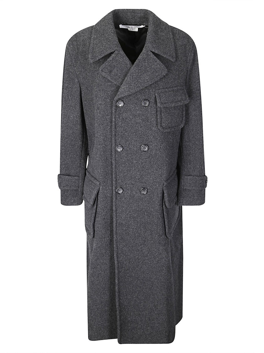 Comme Des Garçons Double-Breasted Fastening Grey Wool Coat