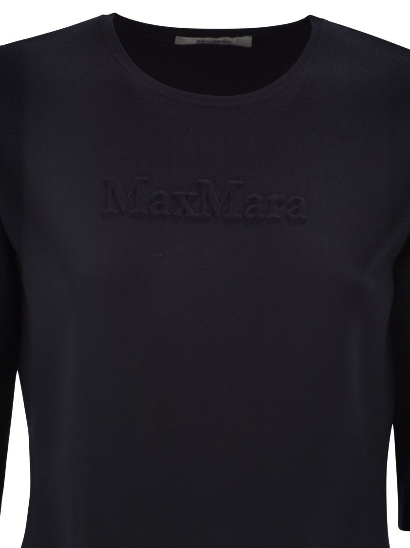Max Mara Mxpaustero - Short-Sleeved Top With Embroidered Logo