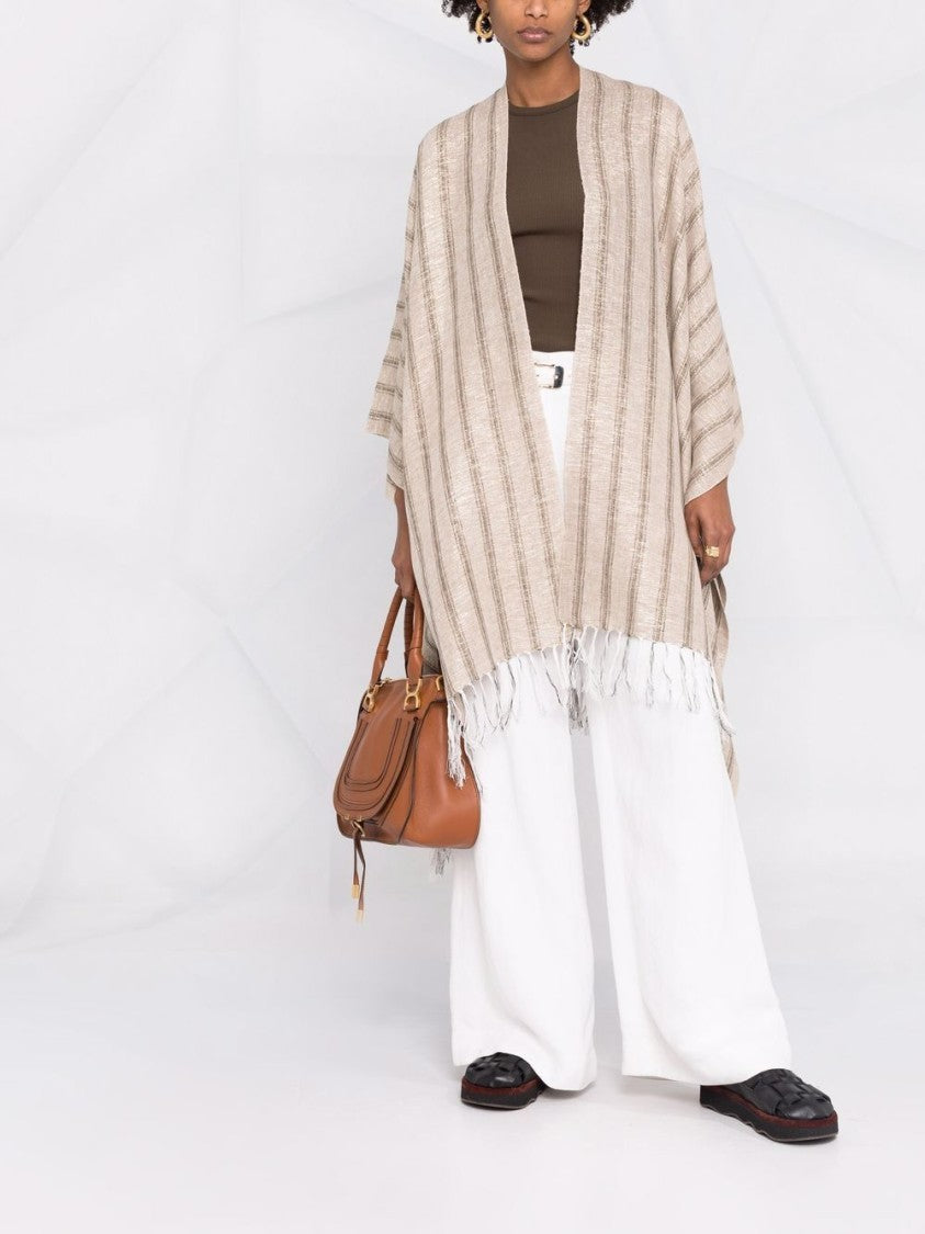Brunello Cucinelli Woven Scarf With Vertical Stripes And Fringed Edges