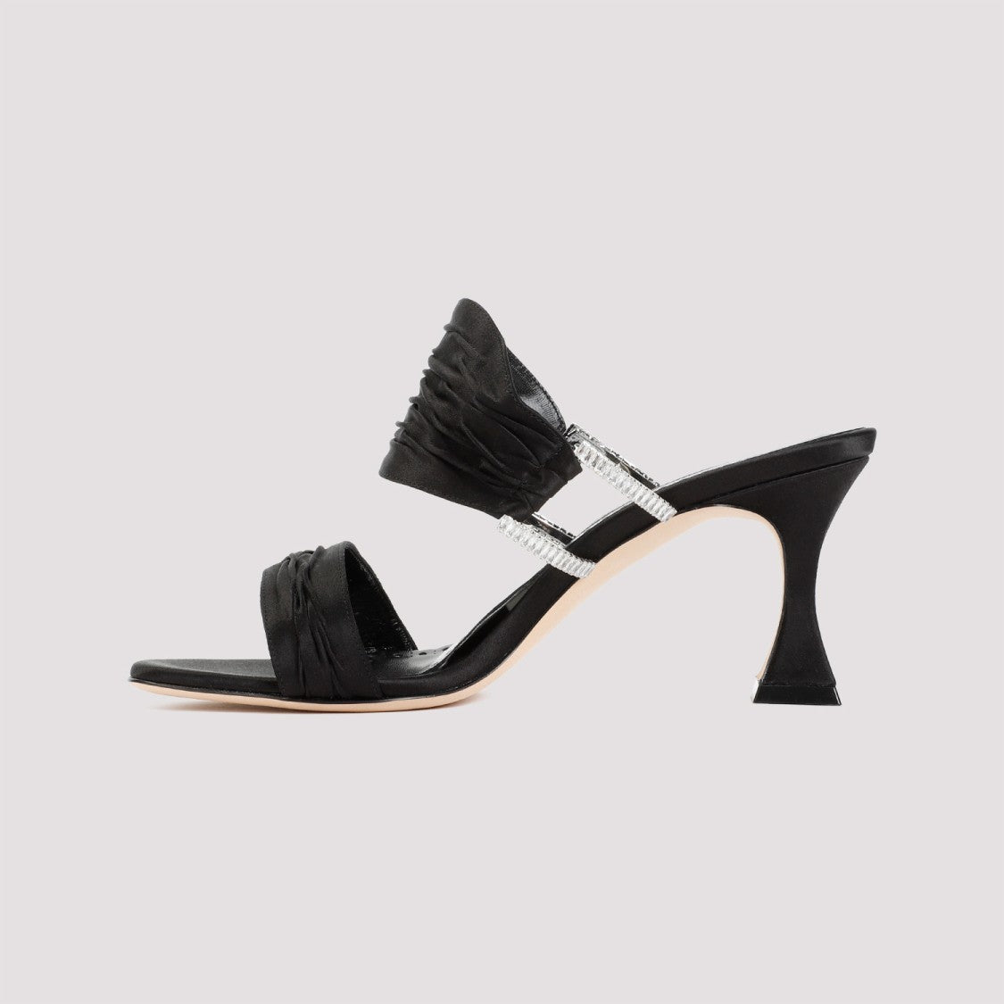 Manolo Blahnik Black Satin Chinap Sandal