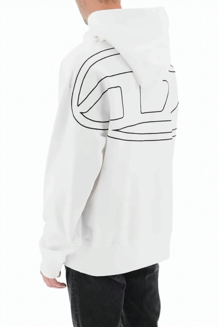 Diesel Relaxed-Fit White Hoodie With Kangaroo Pocket