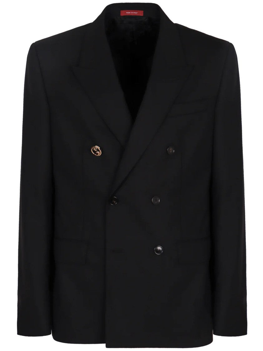 Gucci Black Double-Breasted Structured Wool Jacket