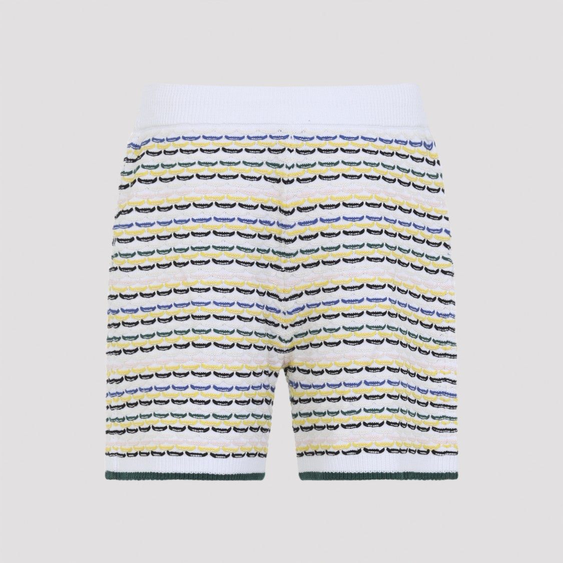 Casablanca Tuck Stitch White Cotton Bermuda