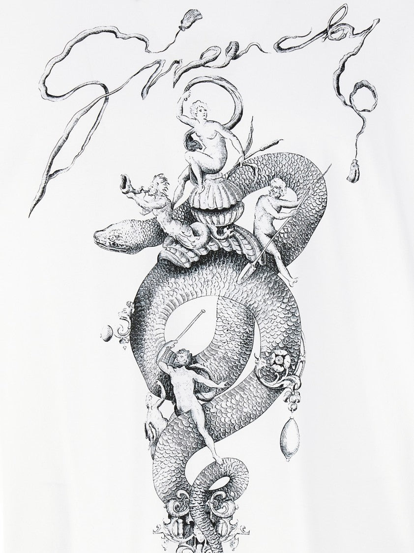 Givenchy White Cotton T-Shirt With Artistic Front Print