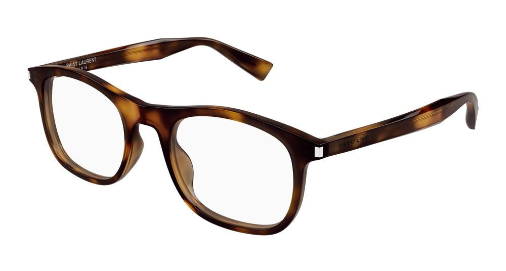 Saint Laurent Havana Classic Rounded Tortoiseshell Eyeglasses