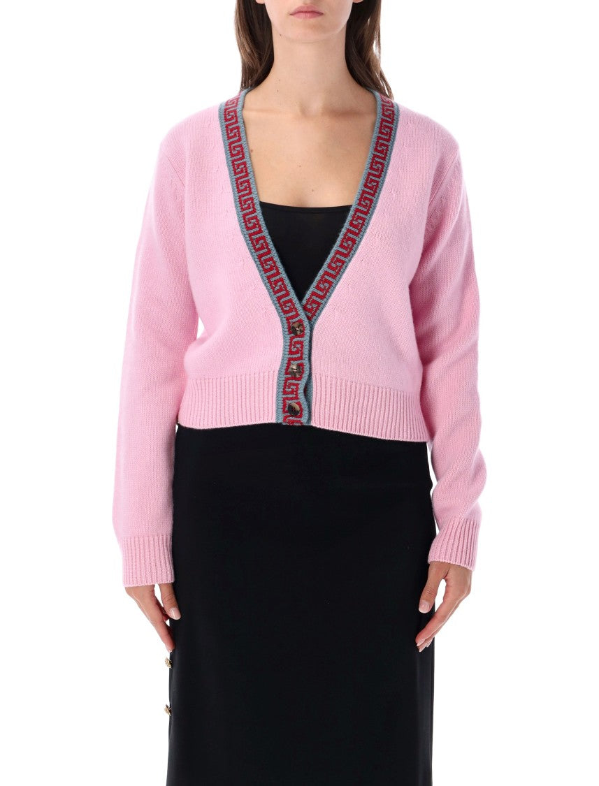 Versace Cropped Greca Border Knit Cardigan