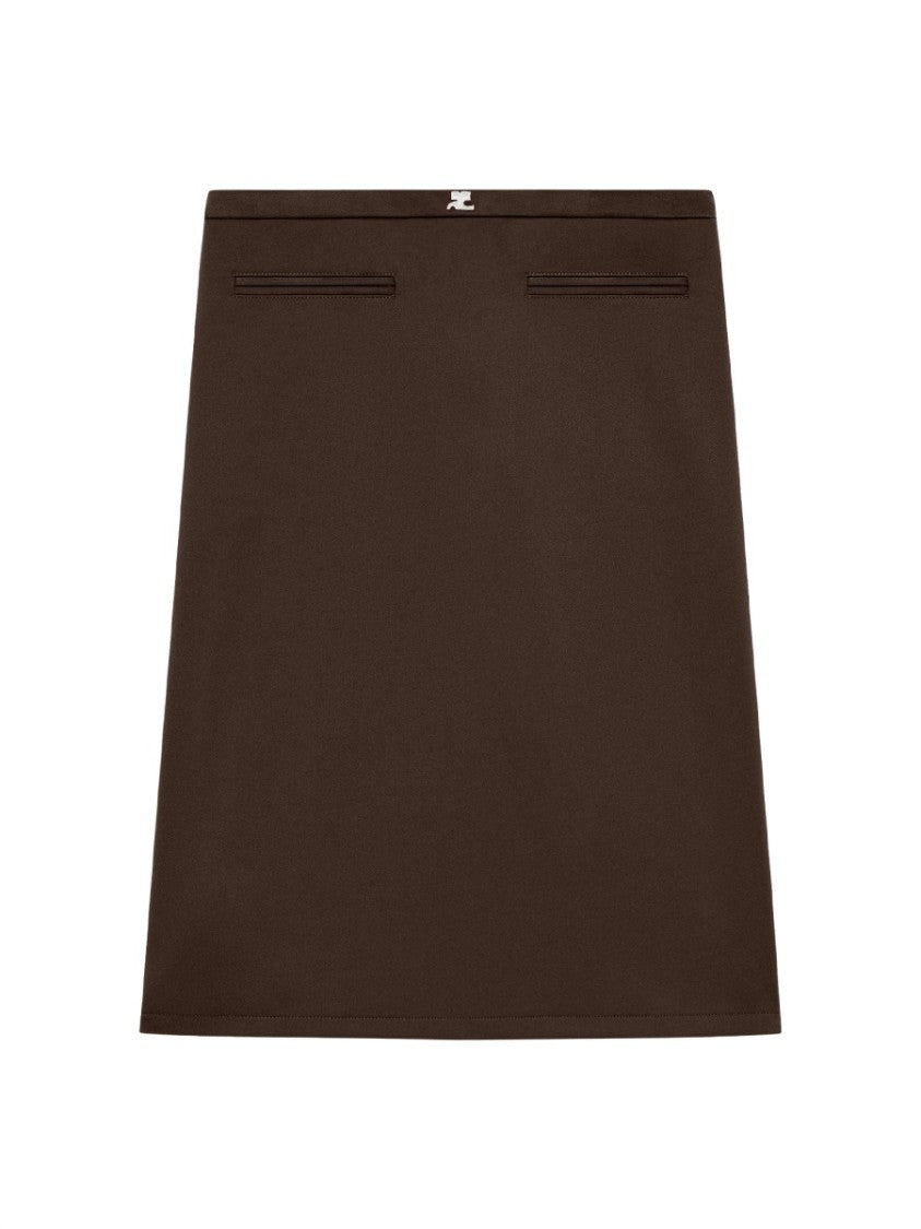 Courrèges Deep Brown Logo Waistband Skirt