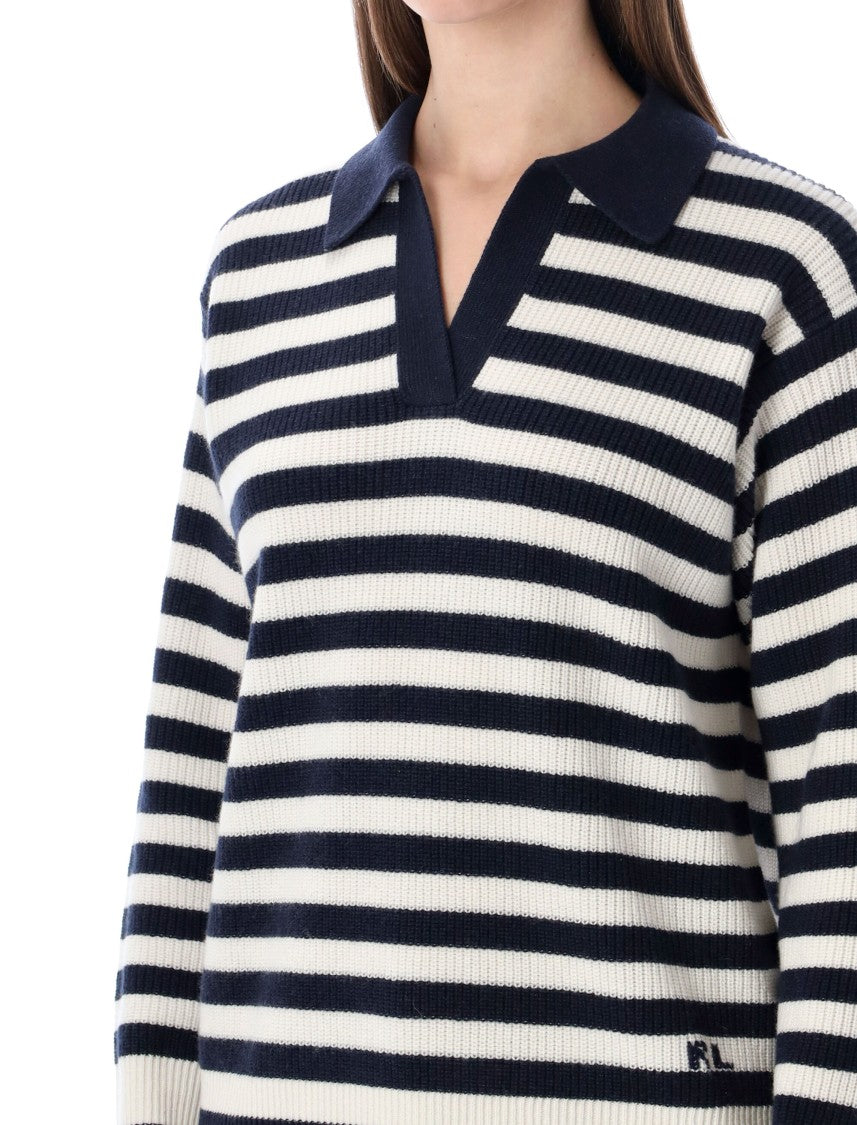 Polo Ralph Lauren Horizontal Stripe Cashmere Polo Sweater