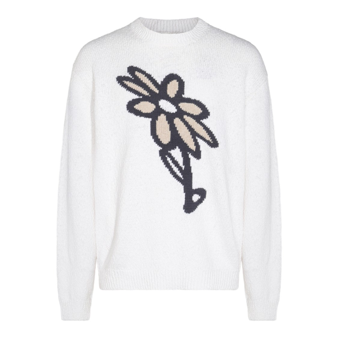 Maison Kitsuné Textured Knit Sweater With Playful Floral Graphic