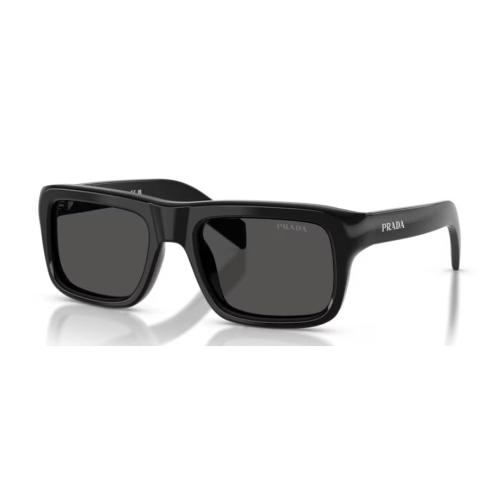 Prada Oversized Rectangular Black Acetate Sunglasses With Sculpted Frame