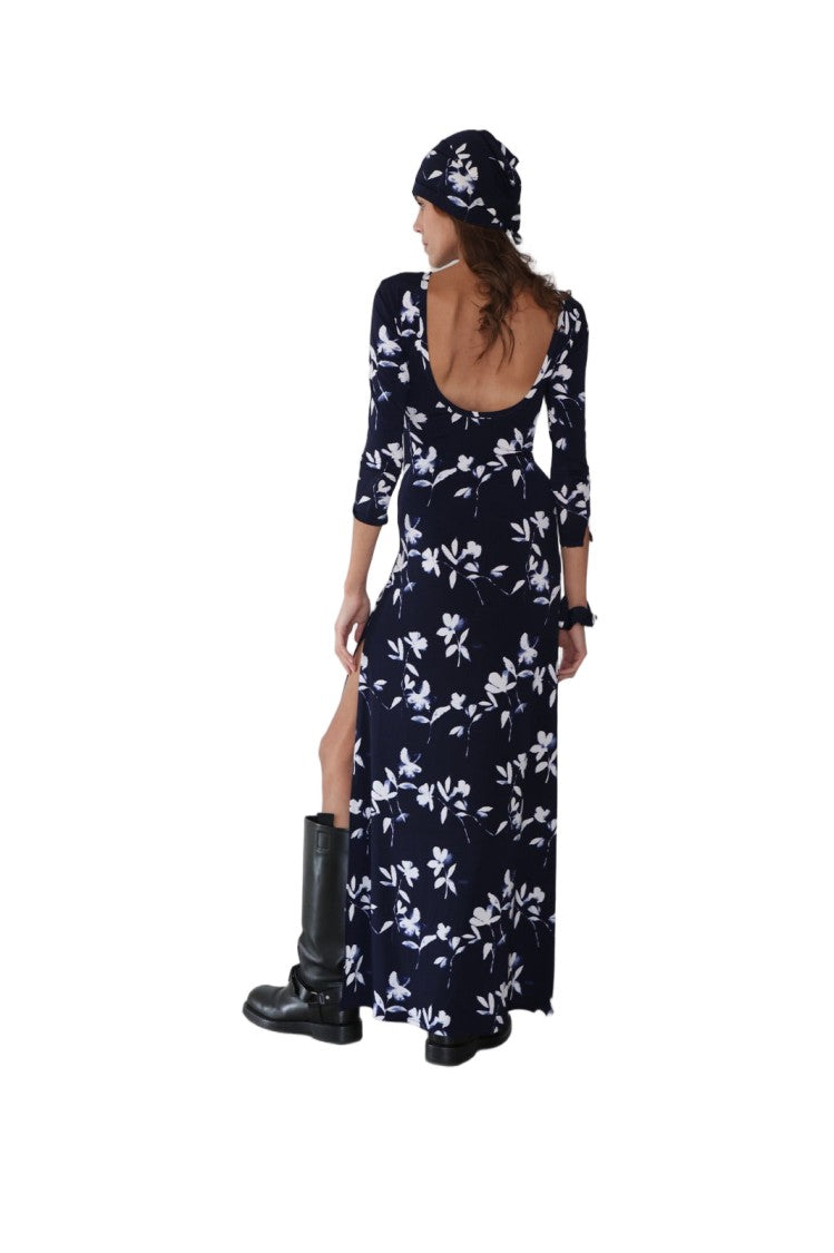 Hawa Made From Love Maha Night Blue Floral Maxi Dress