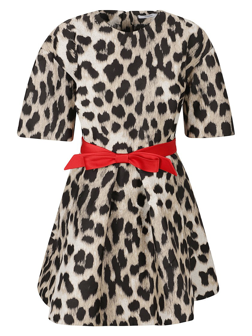 Givenchy Structured Dress With Bold Leopard Print And Satin Belt