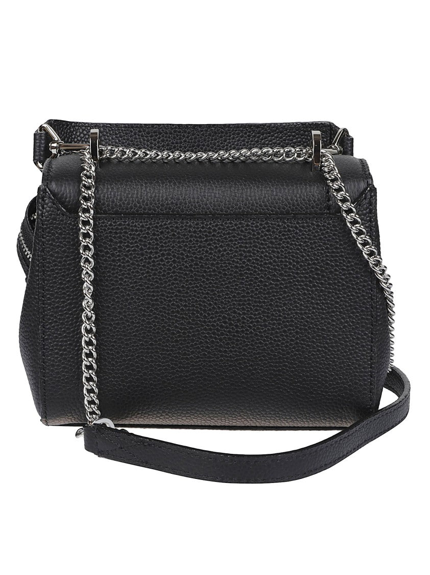 Lancel Ninon Small Structured Black Leather Flap Shoulder Bag