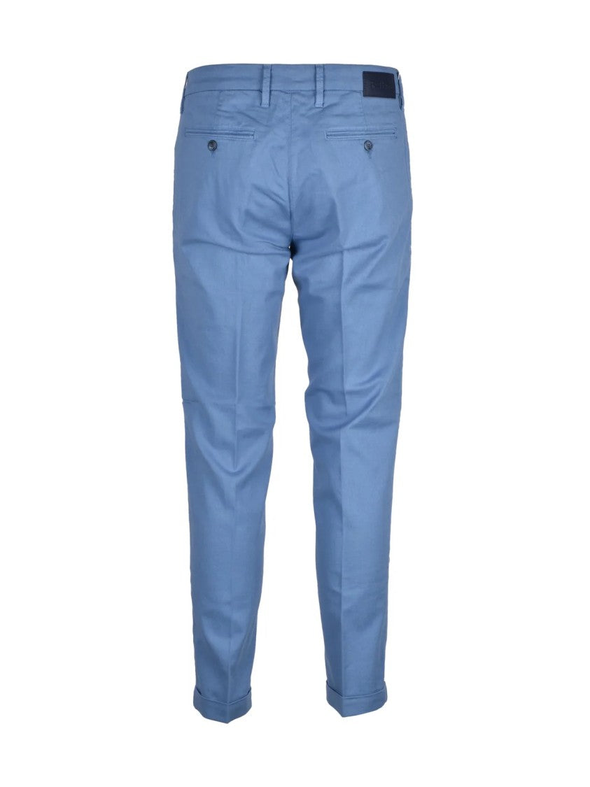 Re-Hash Blue Linen Cotton-Blend Tailored Trousers