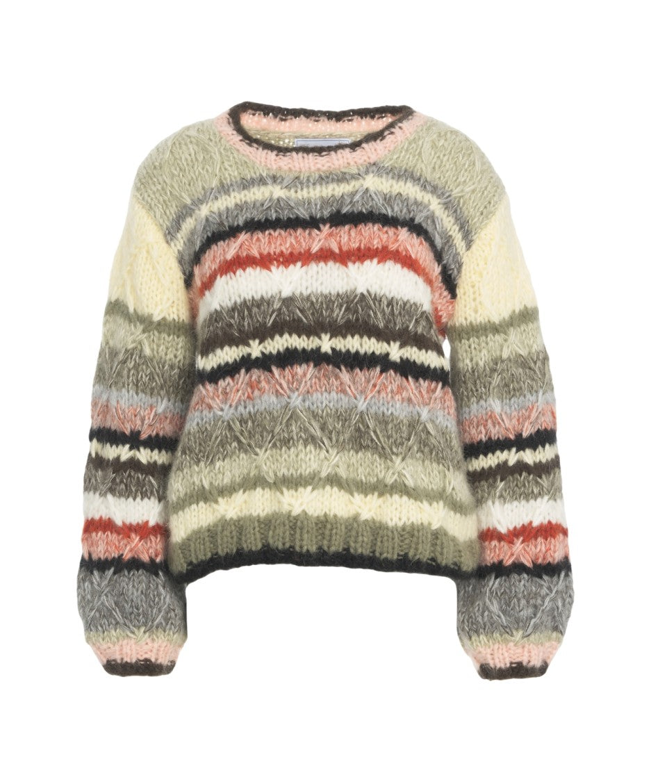 Dawn X Dare Multicolored Chunky Knit Sweater With Round Neckline