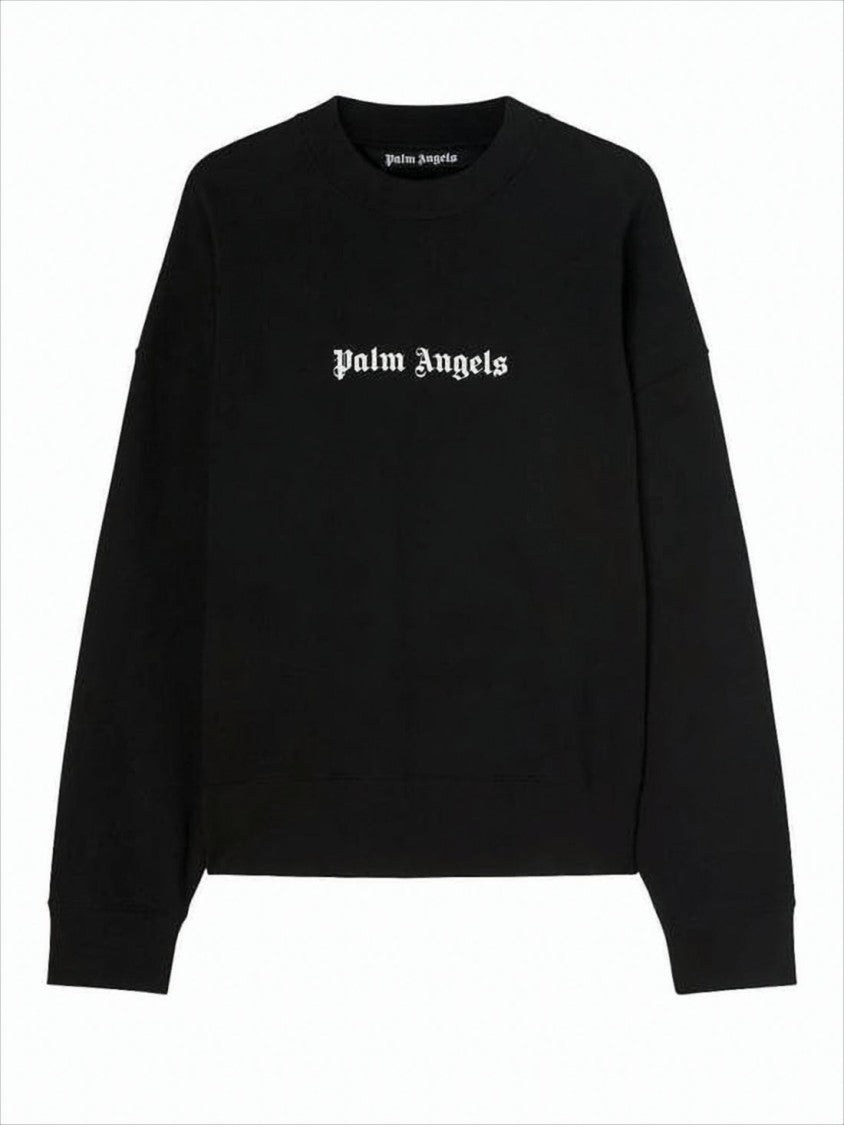 Palm Angels Black Long-Sleeve T-Shirt With Gothic Logo