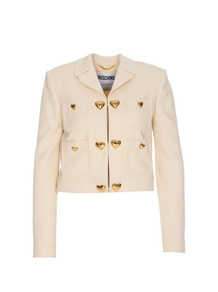 Moschino Structured Cropped Jacket Heart-Shaped Detailing