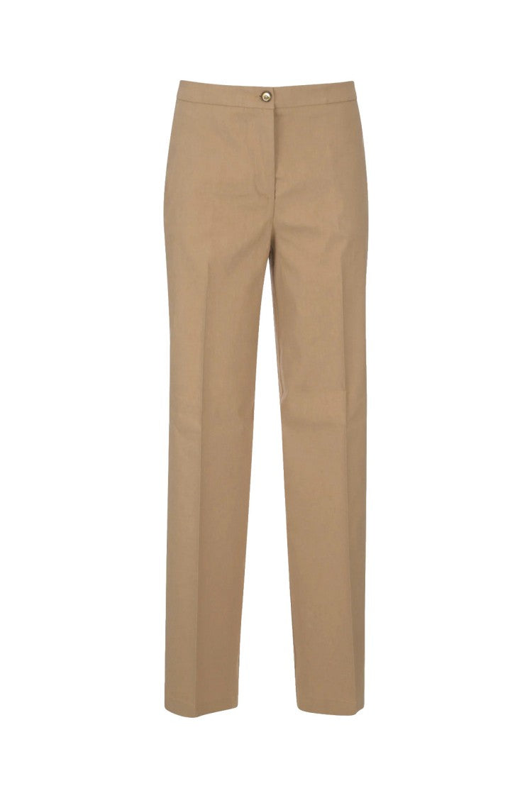 Pinko Camel Straight-Leg Tailored Linen-Blend Pants