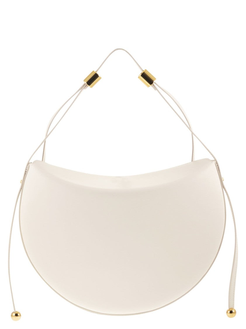 Furla Saddle-Shaped Moonstone Shoulder Bag With Cylindrical Hardware