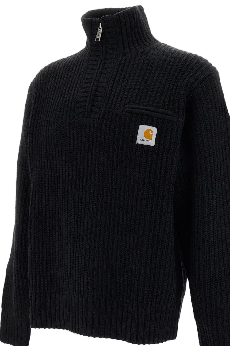 Carhartt Wip Black Detroit Half-Zip Cotton-Blend Sweater
