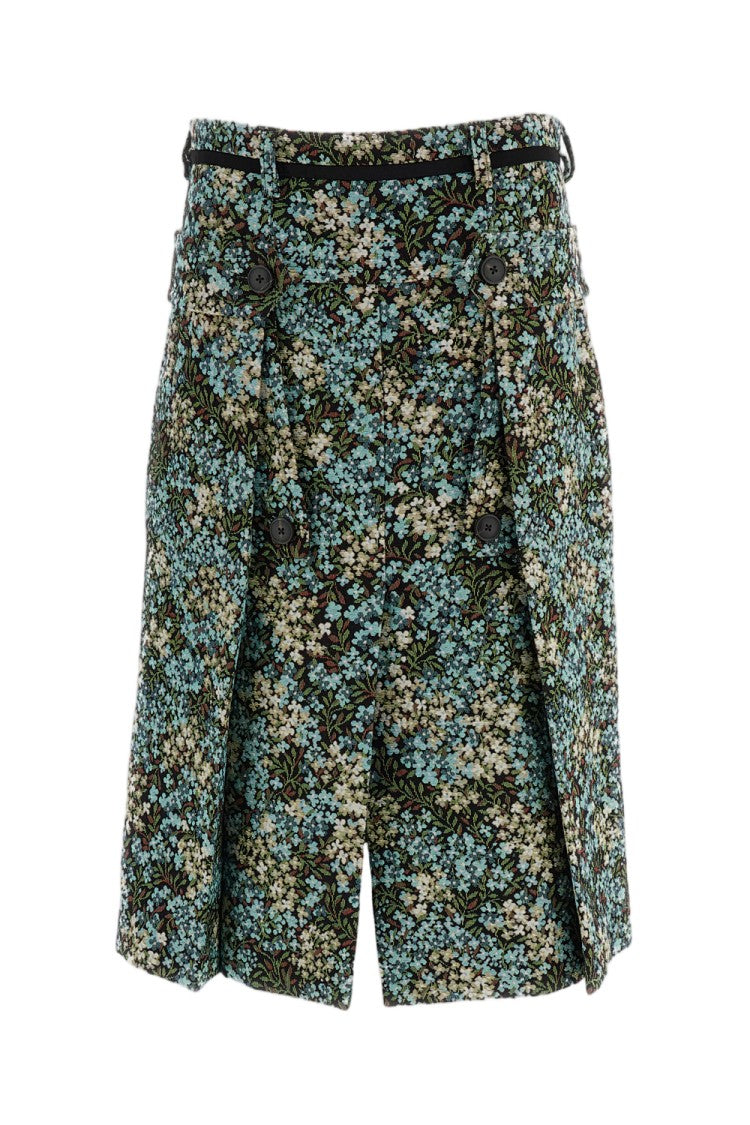 Dries Van Noten Floral Tapestry Jacquard Pleated Midi Skirt