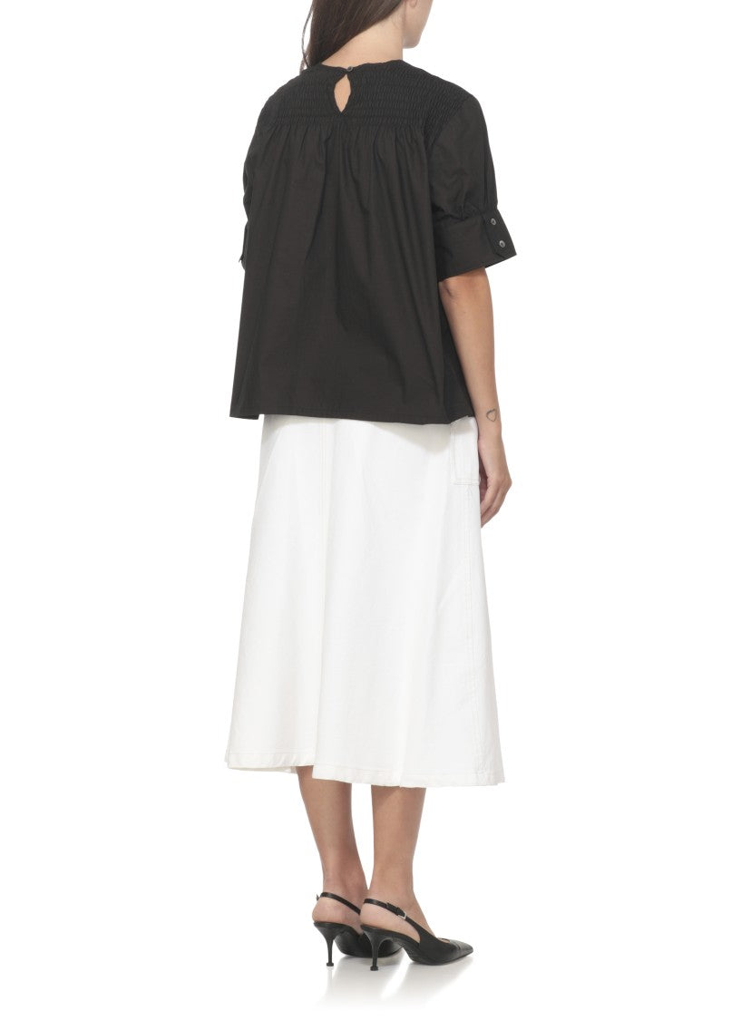 A.P.C. Smocked Bodice Cotton Blouse