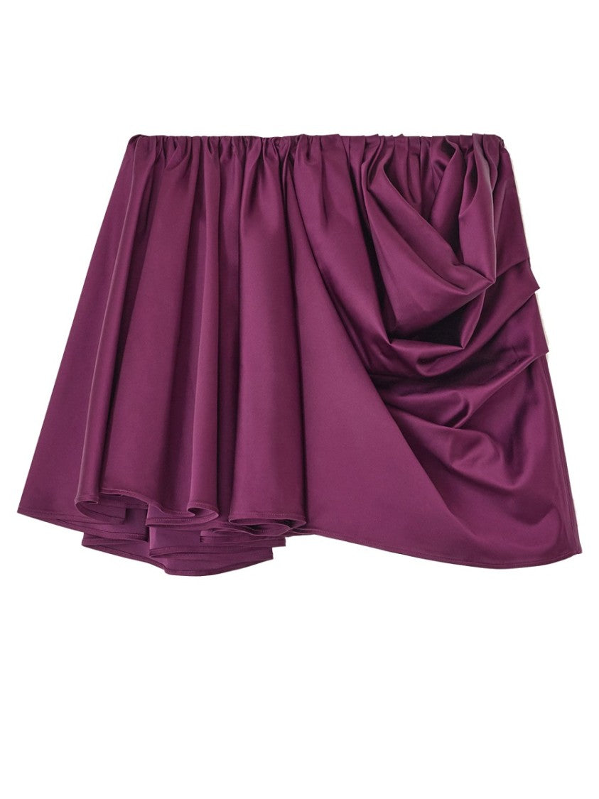 Ganni Bordeaux Asymmetrical Draped Mini Skirt