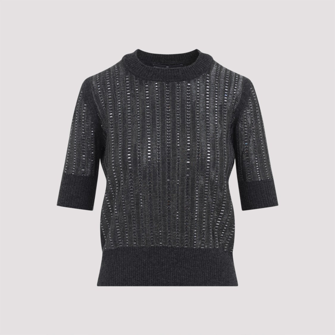 Ermanno Scervino Textured Wool-Cashmere Blend Sweater With Metallic Accents