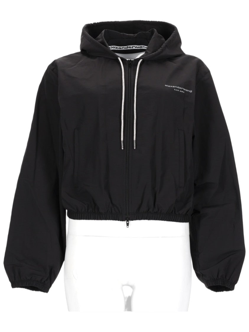Alexander Wang Cropped Drawstring Hooded Jacket