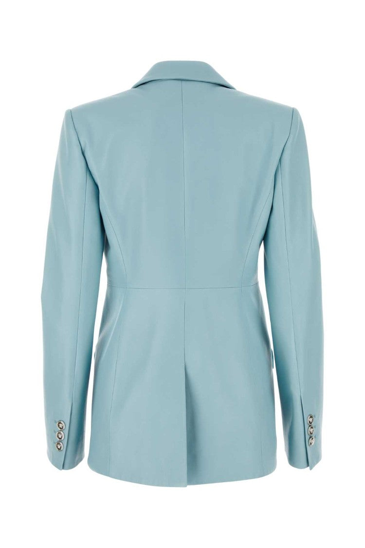 Versace Light-Blue Leather Blazer