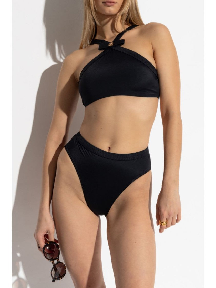 Versace Black Cross-Back Bikini Top