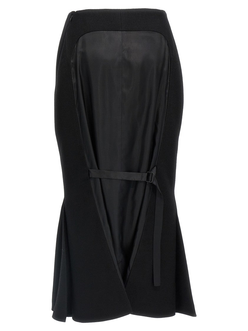 Prada 'Stuoia Old' Wool And Satin Skirt