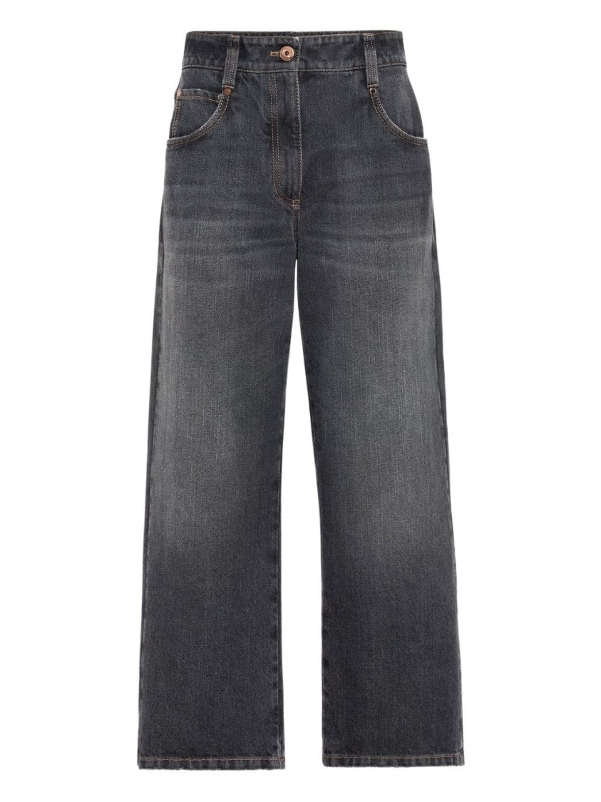 Brunello Cucinelli Dark Grey Classic Five-Pocket Trousers With Concealed Fly