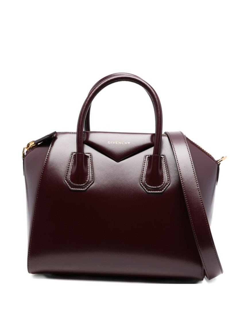 Givenchy Burgundy Structured Polished Leather Handbag