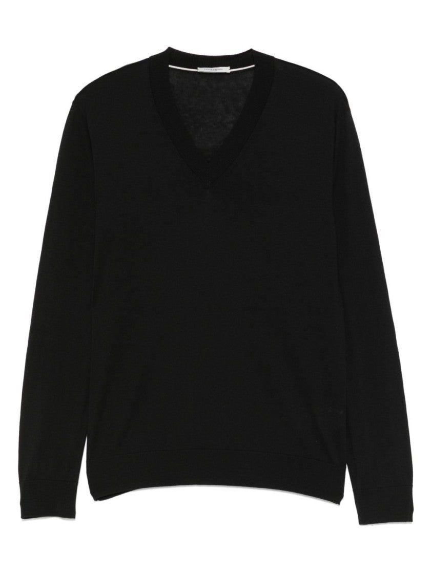 Paolo Pecora V-Neck Black Sweater With Classic Fit