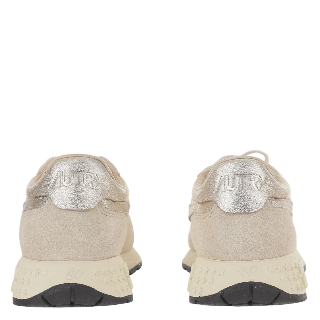 Autry Beige/Silver Padded Heel Running Sneakers