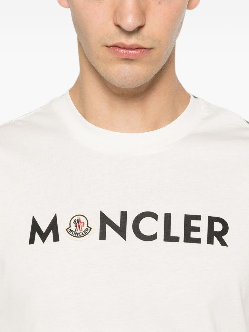 Moncler Short-Sleeve White T-Shirt With Bold Logo