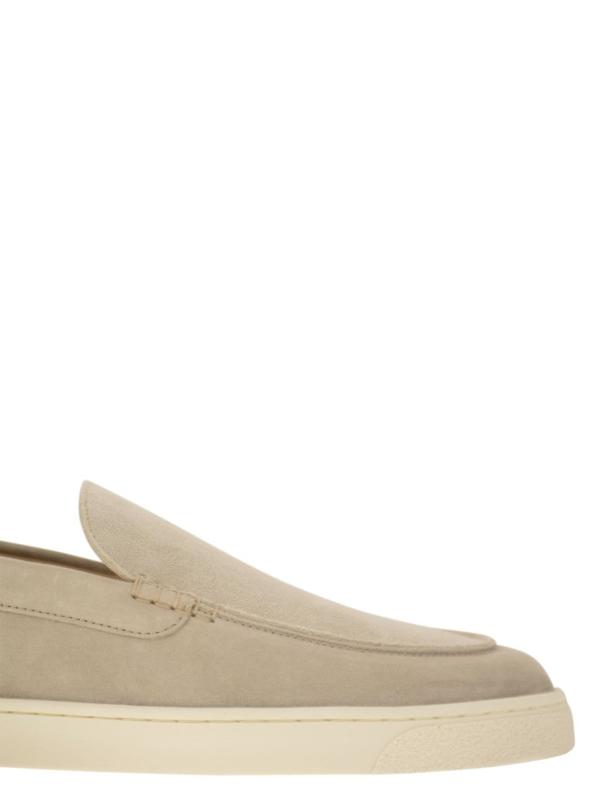 Brunello Cucinelli Chevron-Effect Suede Moccasins